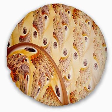 Imagem de Design de flor fractal marrom claro Designart sala de estar redonda, sofá, almofada de alta qualidade + capa de almofada impressa em ambos os lados 40 cm