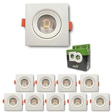 Imagem de Kit 10 Spot Dicroica Quadrado Direcionável Led Smd 5w - Frio - 110V/22