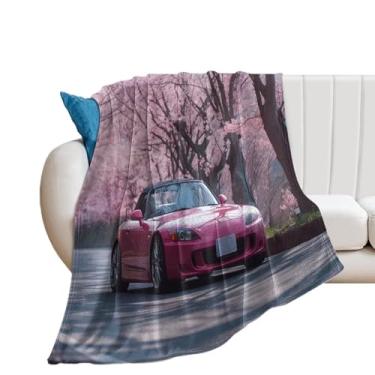 Imagem de HouLaiZhe Cobertor super macio flanela rosa JDM S2000 flor de cerejeira cobertores refrescantes leves para sofá-cama cadeira sofá carro viagem ao ar livre leve quente 101,6 cm x 127 cm