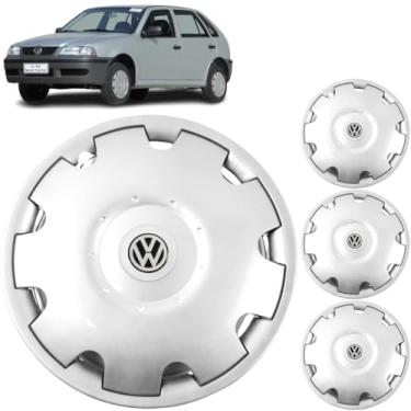 Imagem de Jogo 4 Calotas Aro 13 Vw Gol Parati G2 e G3 1998 a 2005 Com Adesivo Logo Vw Resinado Grid GR573AR