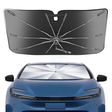 Imagem de Guarda-sol de para-brisa portátil para Toyota Prius 2016-2025 com bolsa de transporte (não para Prius C ou Prius V), guarda-chuva compacto resistente de cristal de gelo, proteção de janela frontal