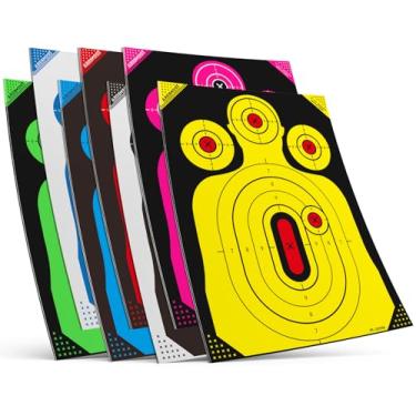 Imagem de Papel para alvos de tiro – 13 × 43 cm, pacote com 14/papel de alvo silhueta com várias marcas e cores brilhantes para pistola, rifle, airsoft – embalagem sem dobra, alvos de alcance de tiro ao ar