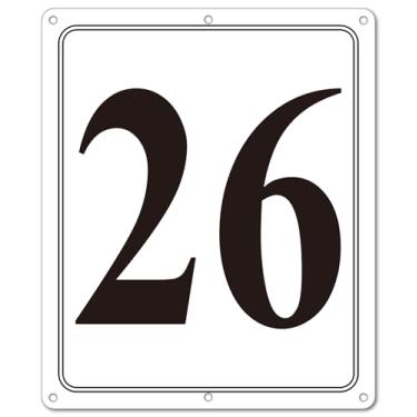 Imagem de i-CowFun Placa numerada de metal premium ao ar livre, refletiva 30,5 x 25,4 cm placas numeradas de alumínio grande 26 para estacionamento, quadra de tênis, campo, armazém, corredor, edifício, doca