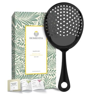 Imagem de Homestia Coador de coquetel para bebidas Julep Coador de barra de aço inoxidável 304 para barman, coador de martini, para coqueteleira Boston e vidro de mistura, preto