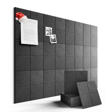 Imagem de Fluxynara Quadro de avisos grande de feltro 122 cm x 91 cm Alternativo para quadro de cortiça - pacote com 12 com 70 abas adesivas removíveis seguras, quadros de cortiça para paredes, quadro de