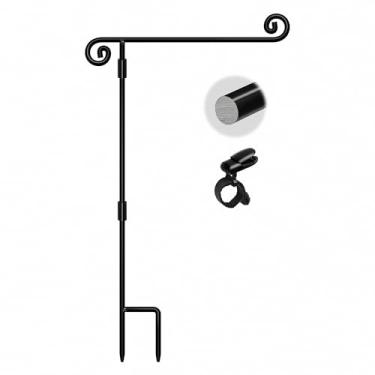 Imagem de Suporte de bandeira de jardim, suporte de bandeira de quintal, gancho de bandeira de jardim, mastro de banner com um clipe de tigre, decoração de outono para gramado de jardim ao ar livre