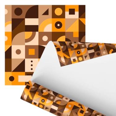 Imagem de Papel de Parede Decorativo, Padrão Geométrico Moderno, Marrom e Laranja, 2,80 Metros, Design Abstrato para Decoração de Interiores