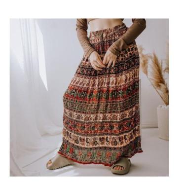 Imagem de Saia Indiana Longa Estampada Tradicional - Loja da Índia
