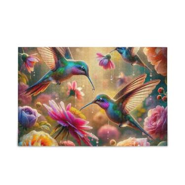 Imagem de Quebra-cabeça de beija-flores de 500 peças, quebra-cabeça de presente faça você mesmo com bolsa de armazenamento de malha, quebra-cabeça de desafio para adultos