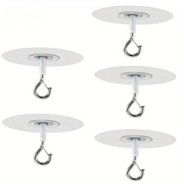 Imagem de Pacote com 2 ganchos de teto resistentes, cabides impermeáveis autoadesivos para sinos de vento, balões, decorações de Halloween e Natal