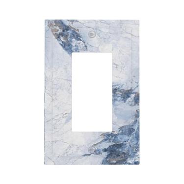 Imagem de Nadoabtm Capas decorativas para tomada azul e cinza, padrão de mármore, 1 gangue, interruptor elétrico, interruptor elétrico, placa de cobertura para interruptor de luz, placas de parede Gfci para