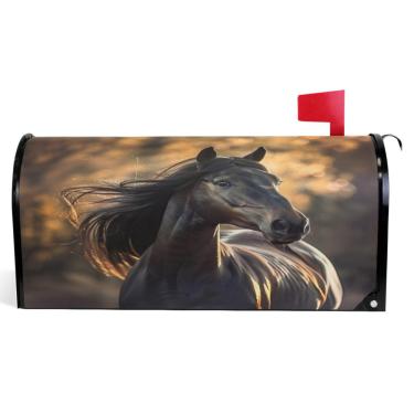 Imagem de TSENQUE Capas decorativas para caixa de correio de vinil magnético envoltórios de caixa de correio de inverno à prova de intempéries decoração de caixa de correio deslumbrante lindo cavalo tamanho
