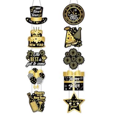 Imagem de Yaomiao 2 conjuntos de banner de feliz ano novo de 2026, faixa de porta de ano novo, decoração de pendurar em casa, suprimentos de festa de véspera de ano 2026, decorações para ambientes externos