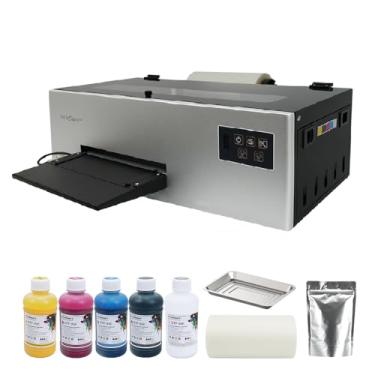 Imagem de Impressora DTF A4, máquina de impressão por transferência DTF para camisetas DIY, L 805, com circulação de tinta branca e limpeza semiautomática (impressora + software + filme + tinta + pó)