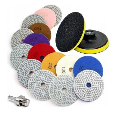 Imagem de shamjina Kit com 8 Discos de Polimento Diamantados, Granulometria 50-6000, para Bancadas de Granito e Pedra, Diâmetro Do Furo: 16