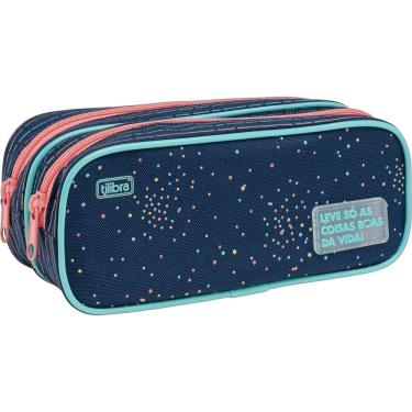 Imagem de Estojo Duplo Académie Dots Azul - Tilibra