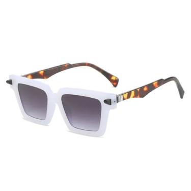 Imagem de Óculos de Sol UV400 - Cores Candy, Estilo Punk com Rebites, para Homens e Mulheres, para Esportes ao Ar Livre, Corrida e Ciclismo, Estampa de Leopardo Branco e Cinza