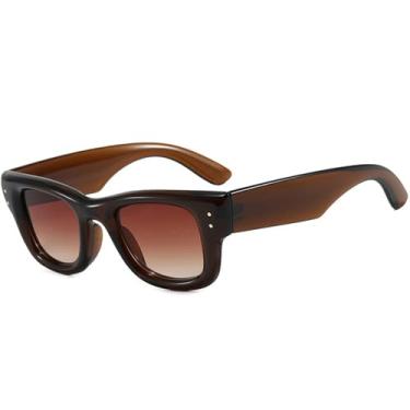 Imagem de Óculos de Sol Rice Nail Femininos com Armação Pequena, Estilo Punk, Proteção UV400, Ideais para Esportes ao Ar Livre, Corrida e Ciclismo, Cor Marrom Degradê Chá