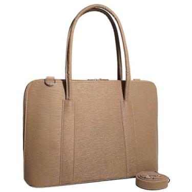 Imagem de Pasta Maleta Feminina Executiva Case Para Notebook Tablet Bolsa(Areia-riscadinho,Padrão)