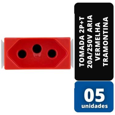 Imagem de KIT C/ 05 Tomada 2P+T 20A/250V Aria Vermelha Tramontina