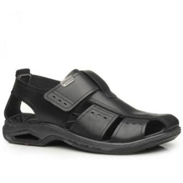 Imagem de Sandália Pegada Masculina em Couro Preto 133205-04-Masculino