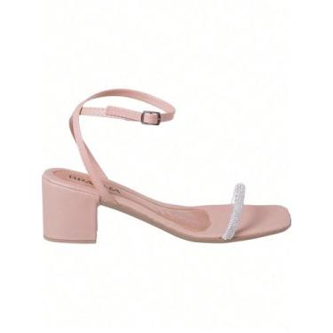 Imagem de Sandália Salto Alto Feminina Com Tira Fivela Salto Grosso Confortável 