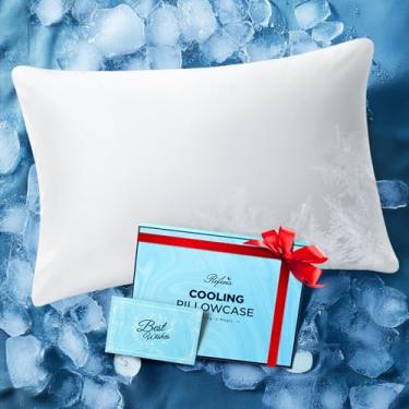 Imagem de Fronha gelada para quem dorme quente, instantaneamente fresca, fica fria a noite toda, mais macia do que capas de almofada de seda, capas de travesseiro com zíper invisível, presente para homens e