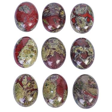 Imagem de Casaper Cabochão oval de pedra de sangue de dragão natural, contas de táxi de pedra plana para fabricação de joias, 25 x 18 mm, 10 peças