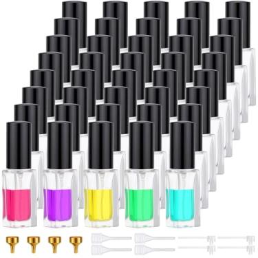 Imagem de Segbeauty 40 peças de spray atomizador de vidro a granel de 4,8 g para perfume, mini frasco de perfume vazio de viagem recarregável com tampa preta, atomizador de colônia de viagem pequeno de vidro