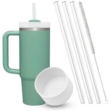 Imagem de KAHF Canudos de substituição para copos Stanley, 30,5 cm, pacote com 3 com escova de limpeza e manga, transparente (3)