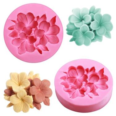 Imagem de 2 moldes de silicone para flores, moldes de vela 3D, flores fofas, molde de resina para fazer velas, fondant, chocolate, bolo, decoração, sabonete, resina, fundição, artesanato
