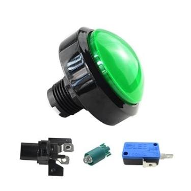 Imagem de ONECMN 1 peça de acessórios de jogo de 60 mm, botão grande convexo de 60 mm, círculo grande com botão leve, máquina de jogo, botão de círculo grande, redefinir (verde-1)
