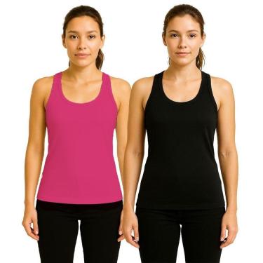 Imagem de Kit 2 Camisetas Regata Feminina Lisa Dry Academia Fit-Feminino