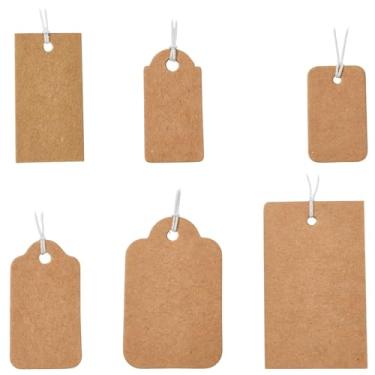 Imagem de Ipotkitt 300 peças, 6 estilos, etiquetas de presente retangulares de papel com corda elástica em branco, marcação, etiqueta de preço, etiqueta para pendurar para presente para embrulhar presentes