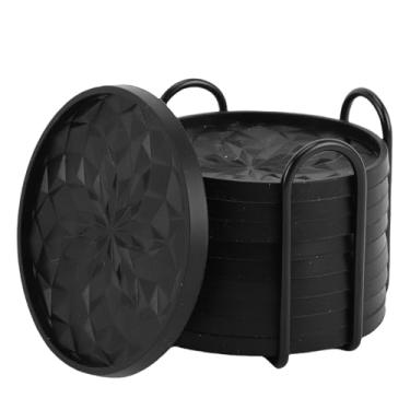 Imagem de Diydeg Conjunto de 10 bases para copos em silicone com suporte, bases antiderrapantes para bebidas quentes ou frias, proteção anti-derramamento para mesas e decoração