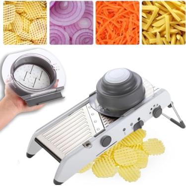 Imagem de Cortador de Legumes Ajustável Para Cozinha, Com Espessura Ajustável Para Queijo E Legumes, Incluindo Tambores Raladores Substituíveis Para Um Corte Rápido E Sem Esforço, Aço Inoxidável