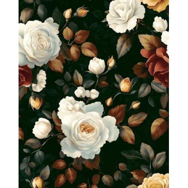 Imagem de BOKEBEVE Papel de parede de flor verde floral papel de parede de folha vintage papel de parede para sala de estar quarto paredes armário detalhes paredes adesivo removível amigável para locatários