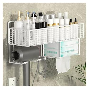 Imagem de VHDY85KA Suporte de armazenamento de vaso sanitário de camada única de metal para armazenamento de artigos de higiene pessoal com suporte de papel toalha e secador de cabelo, prateleira de