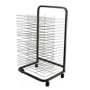 Imagem de Estante de secagem Mobile Art - 50 prateleiras, suporte de secagem de tinta de metal com 4 rodízios, solução de armazenamento de arte de parede para estúdios, escolas e salas de aula, design de 25