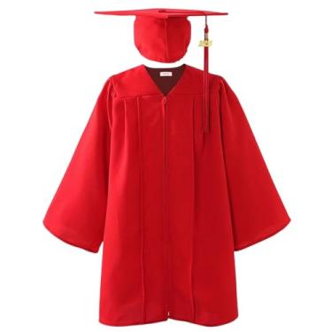 Imagem de Vestido de formatura e boné, boné infantil e vestido - Robe de graduação confortável Tassel Conjunto para crianças,Uniformes estabelece fantasia de pós -graduação 2025, roupas de desempenho para menin