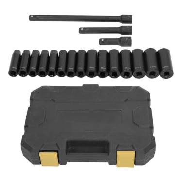 Imagem de Conjunto de soquetes de acionamento 18 peças hexagonais de impacto profundo 10 24 mm aço cromo vanádio para reparo de máquina de automóveis