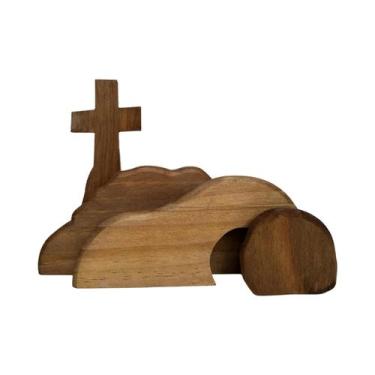 Imagem de Conjunto De Bandeja De Madeira Para Cenário De Páscoa: Cruz Da Ressurr