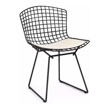Imagem de Cadeira Bertoia Preta Com Assento Branco