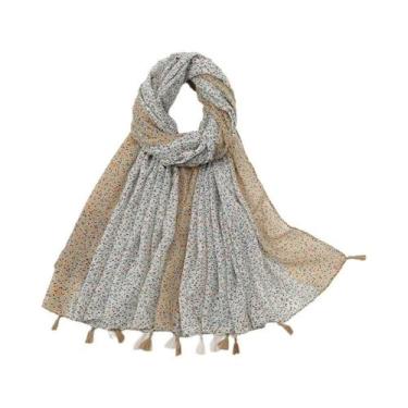 Imagem de Cachecol Floral De Viscose Para Mulheres 180x90cm, Pashmina Fina Para 