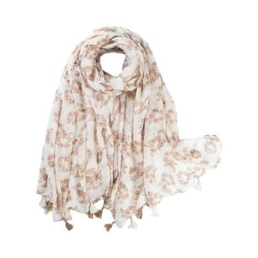 Imagem de Cachecol Floral De Viscose Para Mulheres 180x90cm, Pashmina Fina Para 