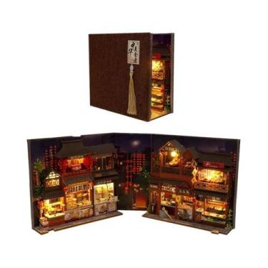 Imagem de Estante De Livros Miniatura De Madeira Para Casa De Bonecas Com Luz, K