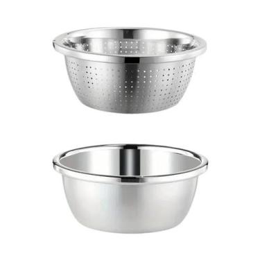 Imagem de Conjunto De Escorredores Grandes De Aço Inoxidável Reforçado 2 Peças P