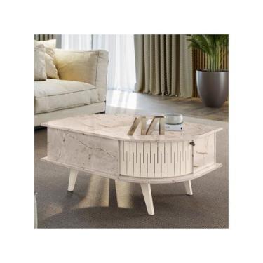 Imagem de Mesa de Centro Indianápolis - Madetec, Calacata e Off White