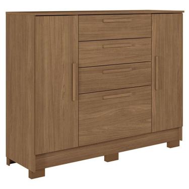 Imagem de Comoda Pinhais 2 portas 4 Gavetas Jatobá Acetinado - Santos Andirá