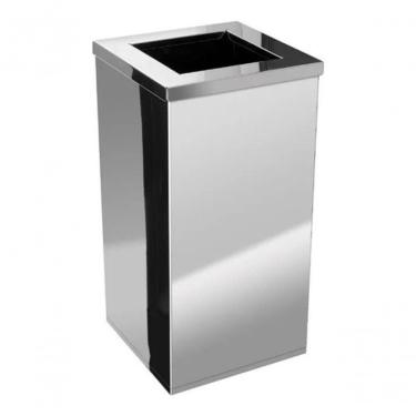 Imagem de Lixeira Inox Quadrada com Aro 50L em Aço Inox AISI 430 para Uso Comercial e Escritório Inox